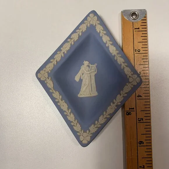Wedgwood Jasperware Blue Diamond Dish England Vintage Trinket Tray Classical - Picture 4 of 6